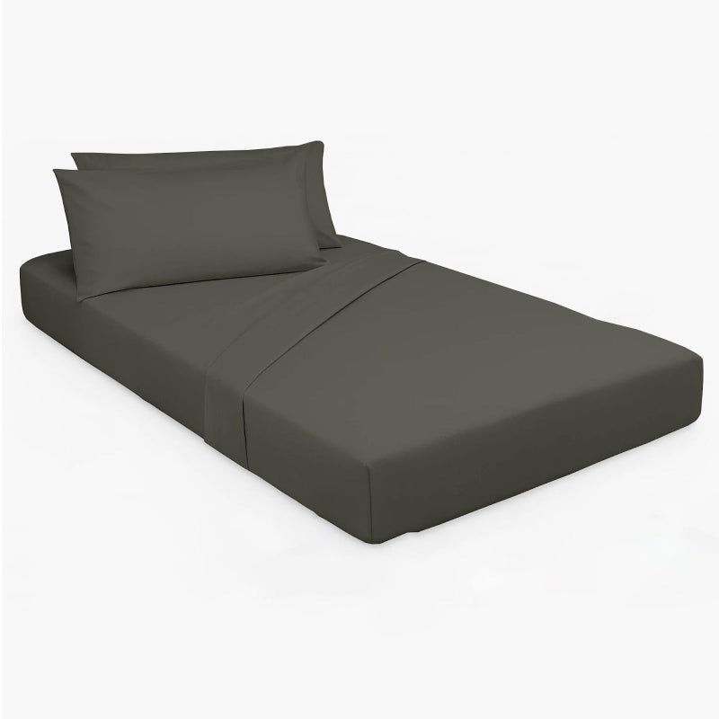 Cottingon 33"x75" Cot Sheet and Pillow Case 4 Piece Set, 100% Egyptain Cotton Soft Bedding Perfect for Rollaway, Folding, Guest Bed Frame, Fits Upto 7" Deep Mattress, Dark Grey Solid - Image 1